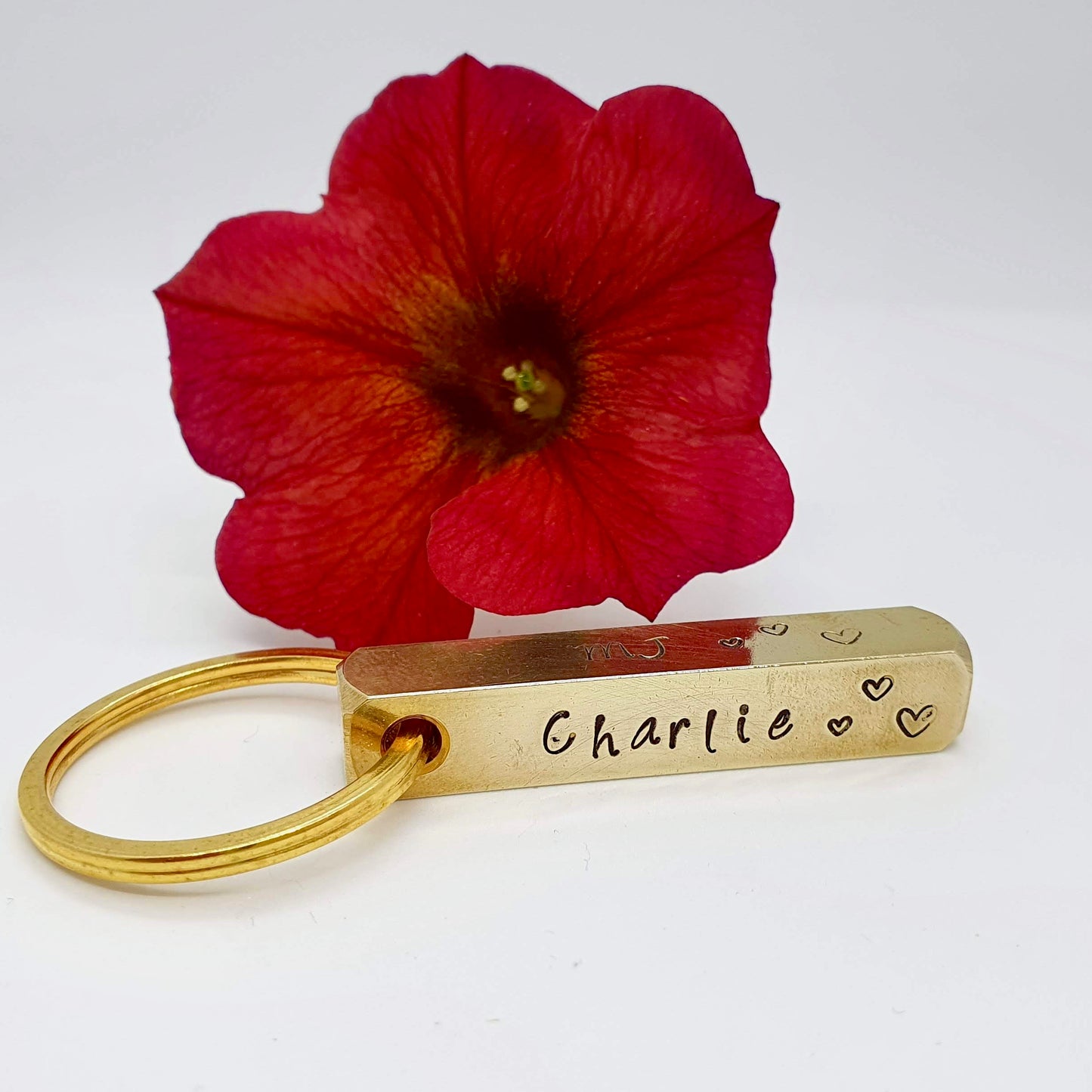 Personalised brass bar keyring