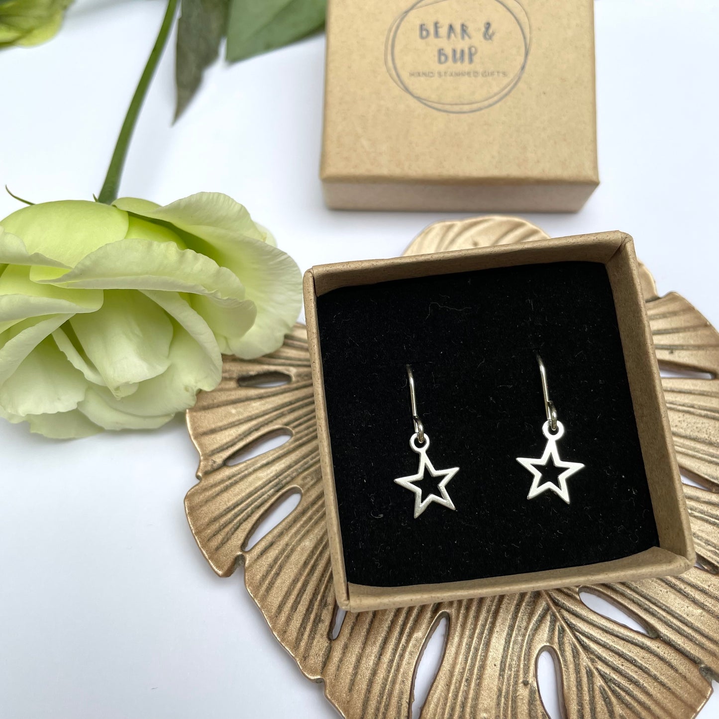 Sterling Silver Open Star Earrings