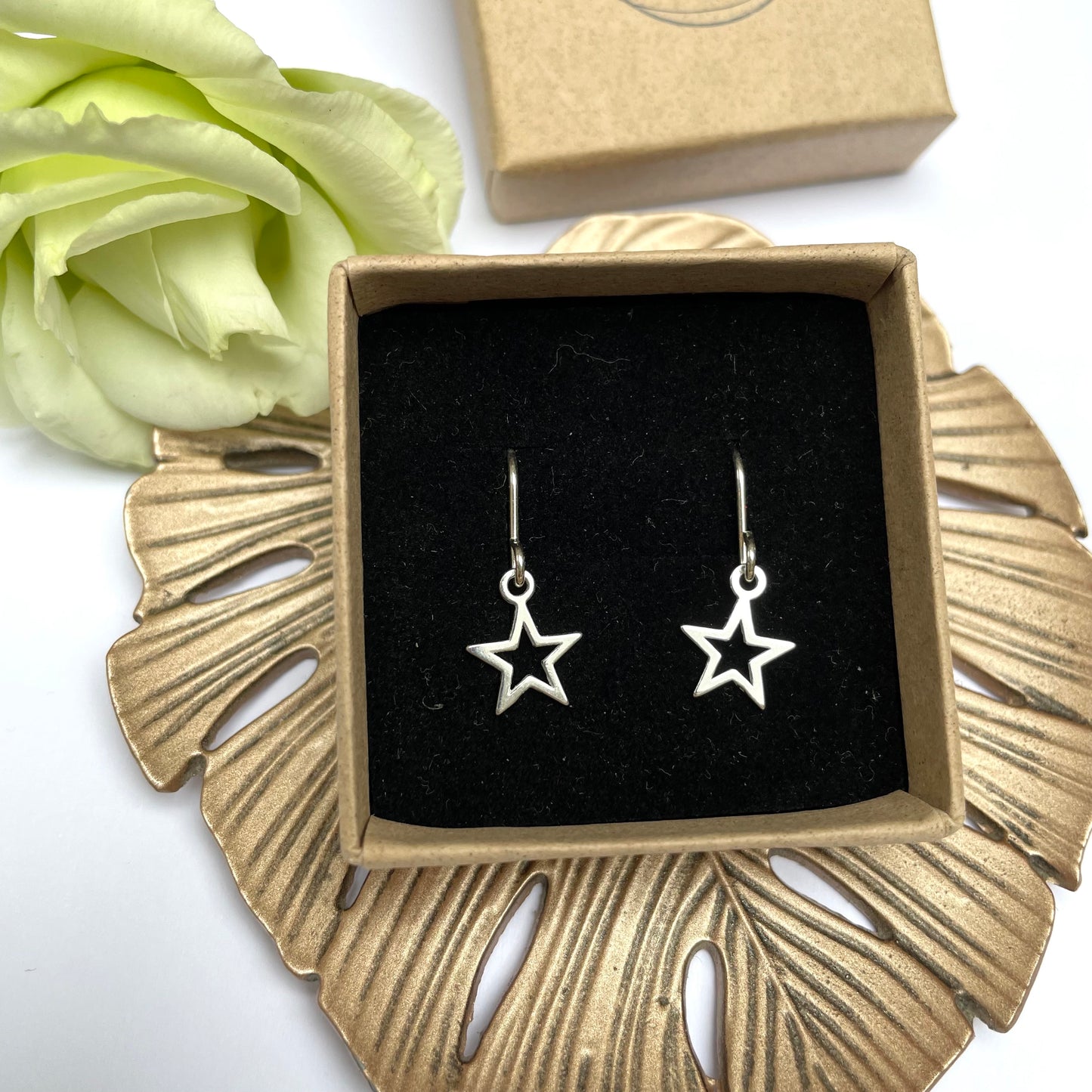 Sterling Silver Open Star Earrings