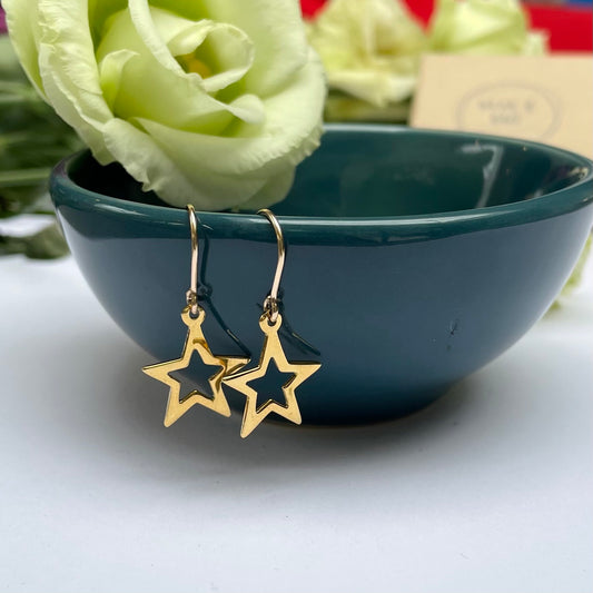 14k Gold filled Open Star Earrings