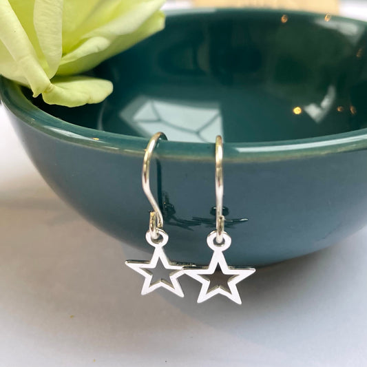 Sterling Silver Open Star Earrings
