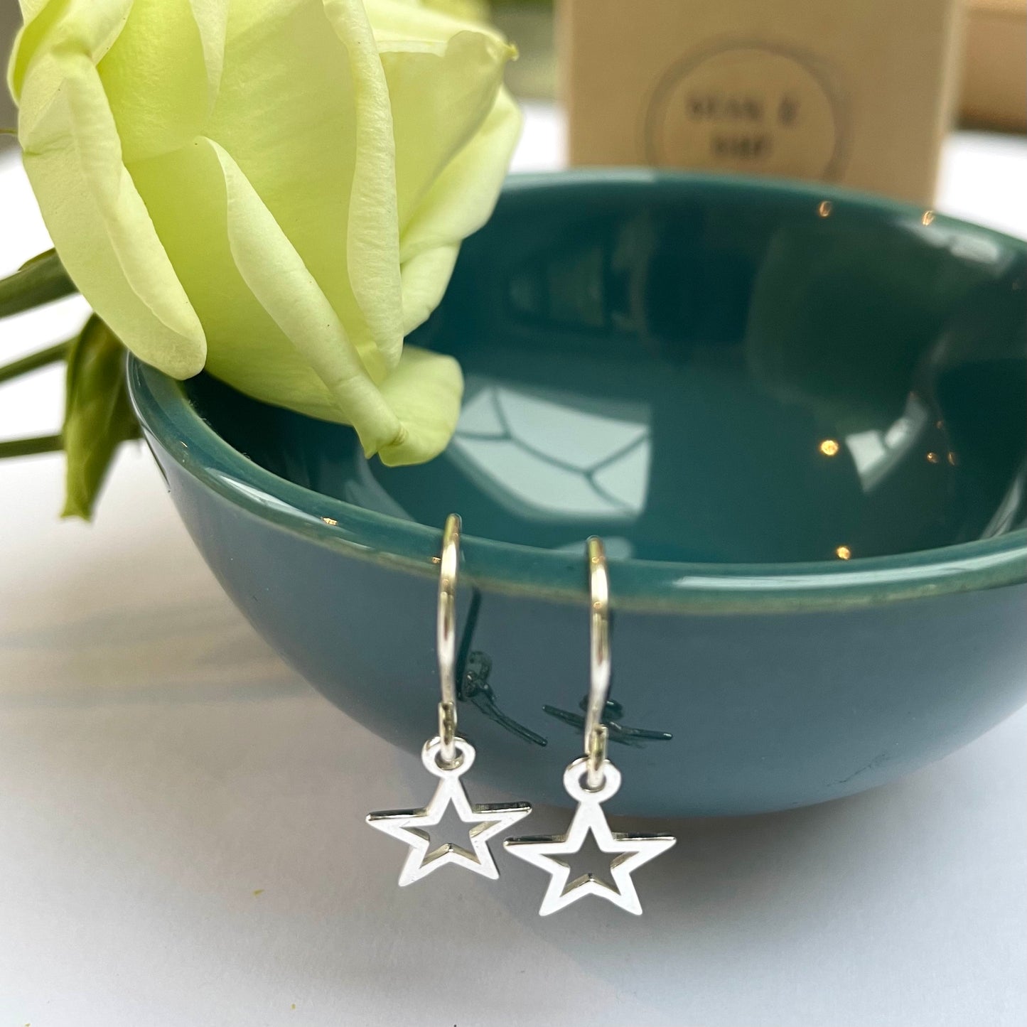 Sterling Silver Open Star Earrings
