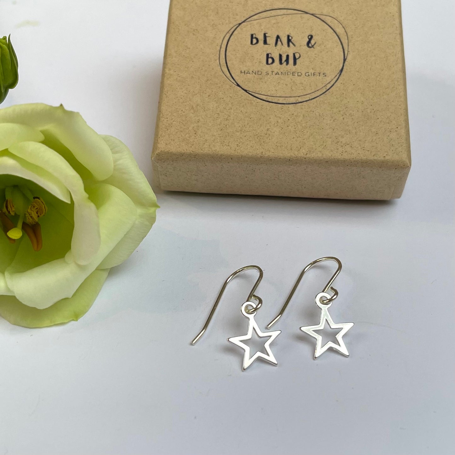 Sterling Silver Open Star Earrings