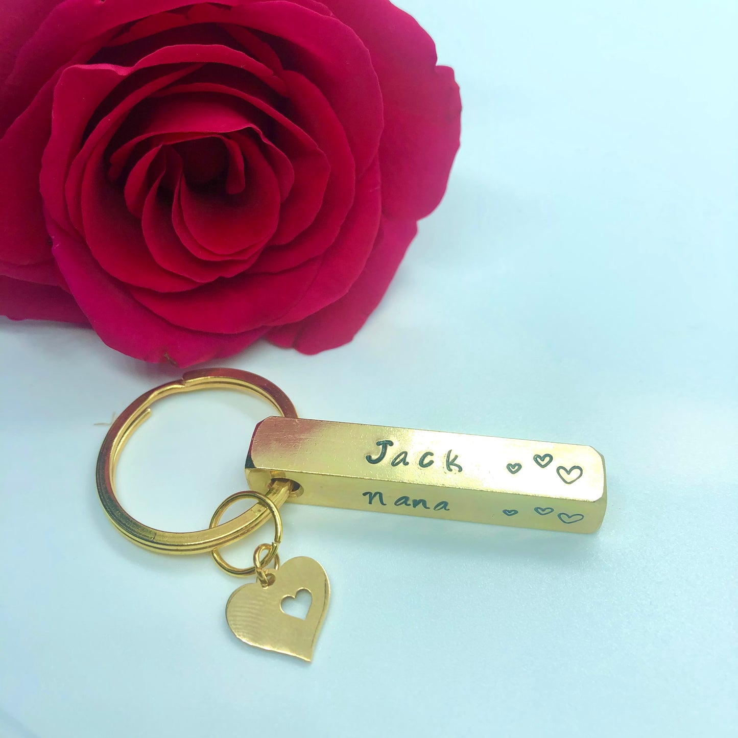 Personalised brass bar keyring