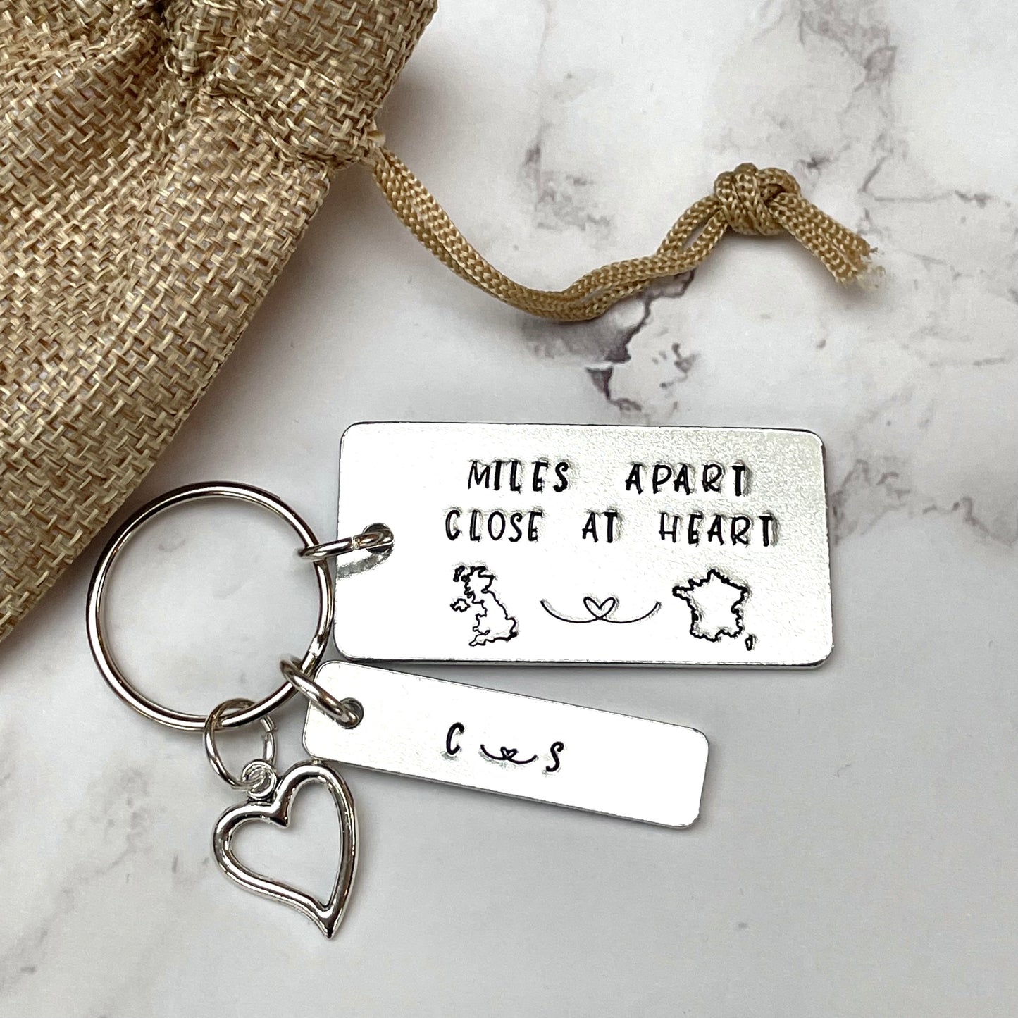 Miles Apart Close at Heart keyring - choice of countries