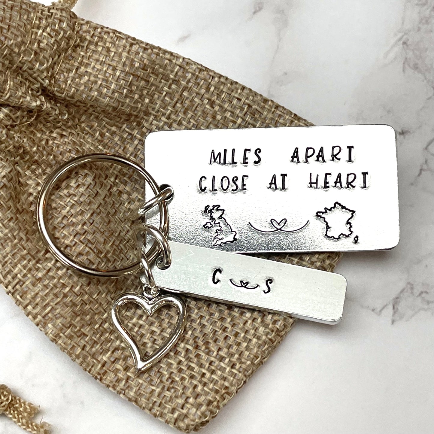Miles Apart Close at Heart keyring - choice of countries