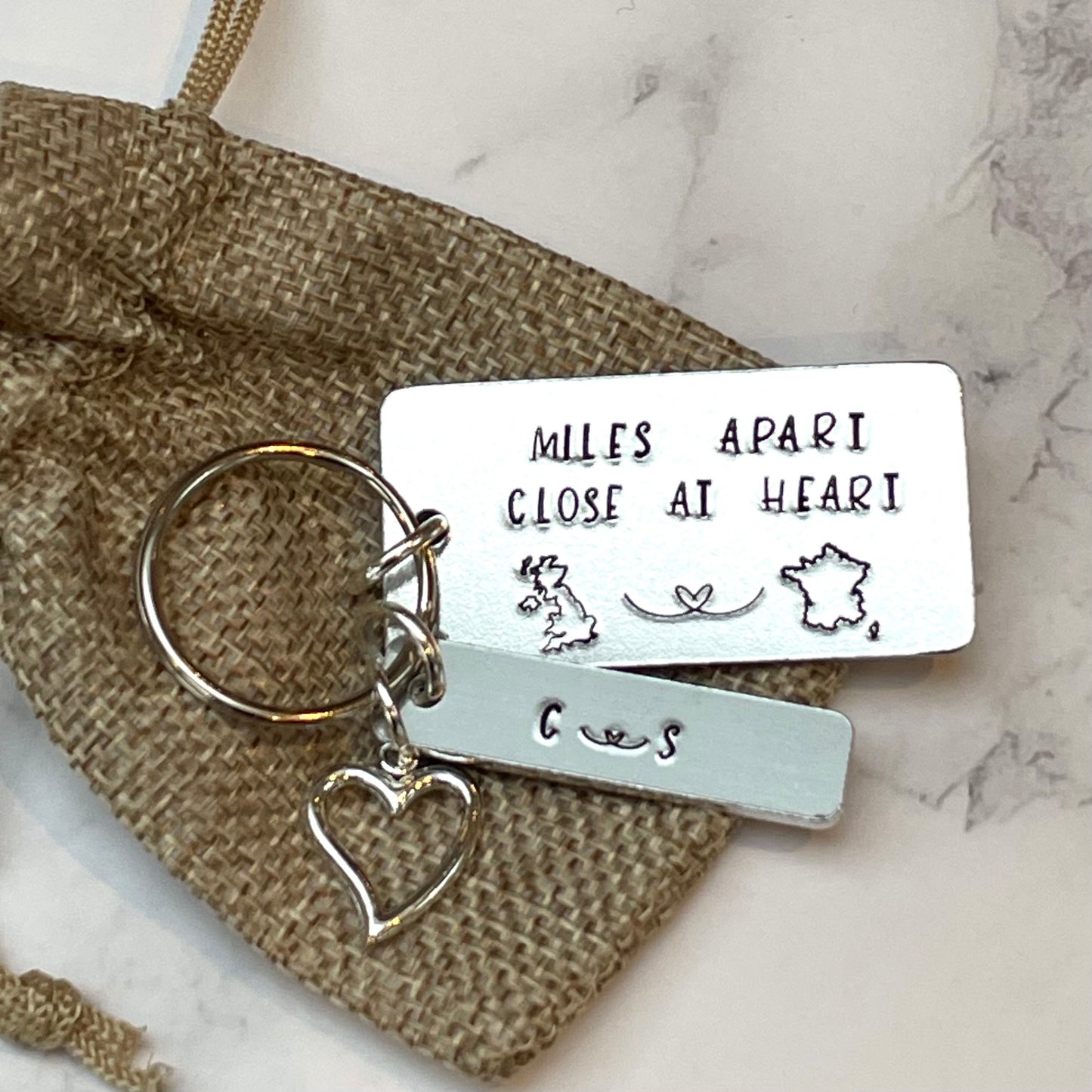 Miles Apart Close at Heart keyring - choice of countries