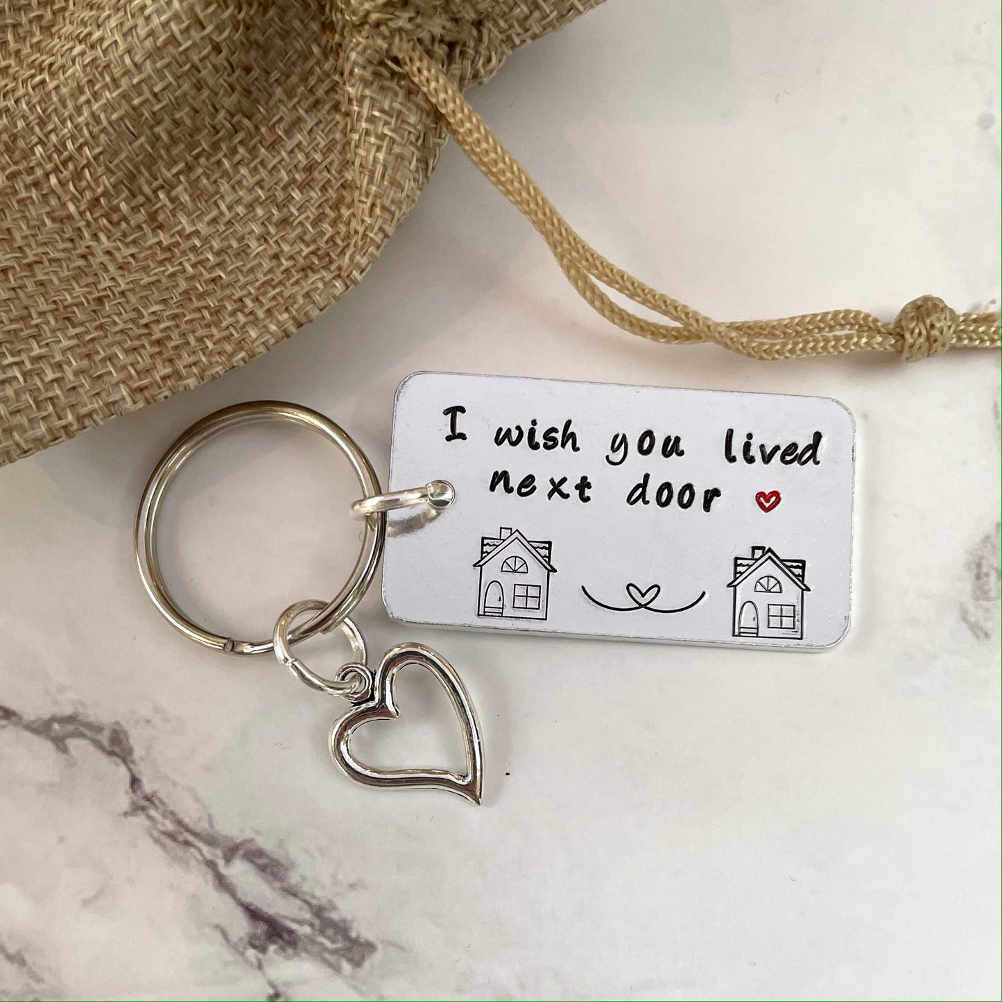 'I wished you lived next door' keyring