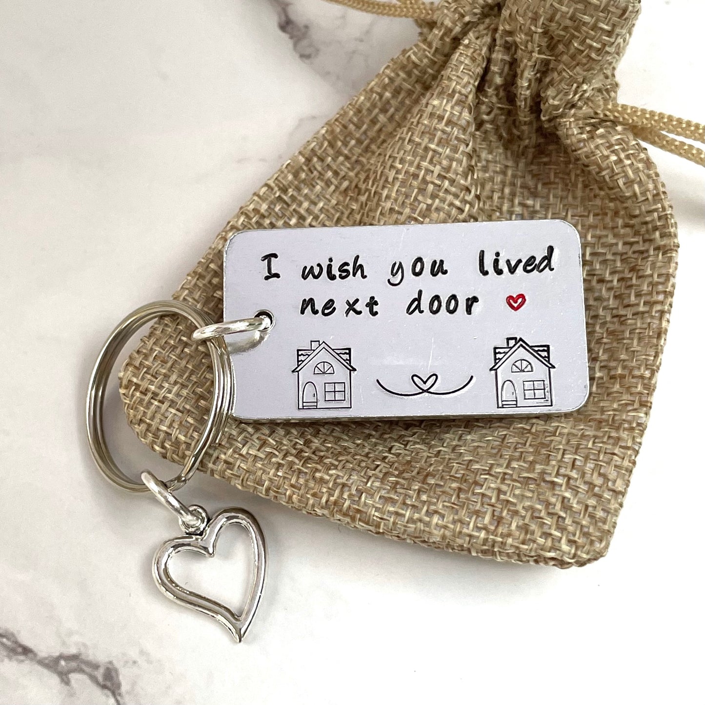 'I wished you lived next door' keyring