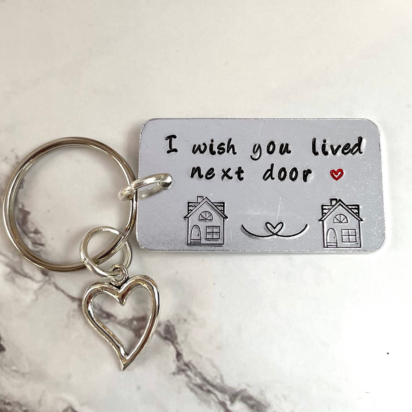 'I wished you lived next door' keyring