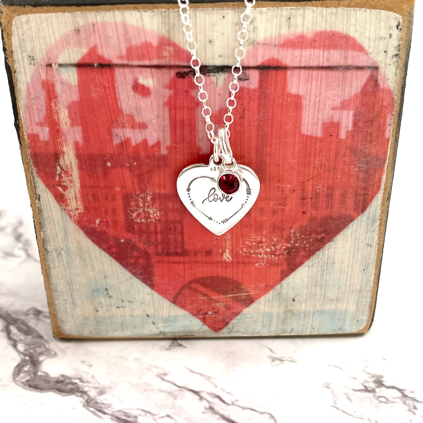 Sterling Silver 'Love' heart Necklace