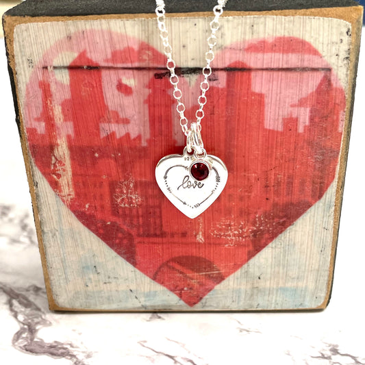 Sterling Silver 'Love' heart Necklace