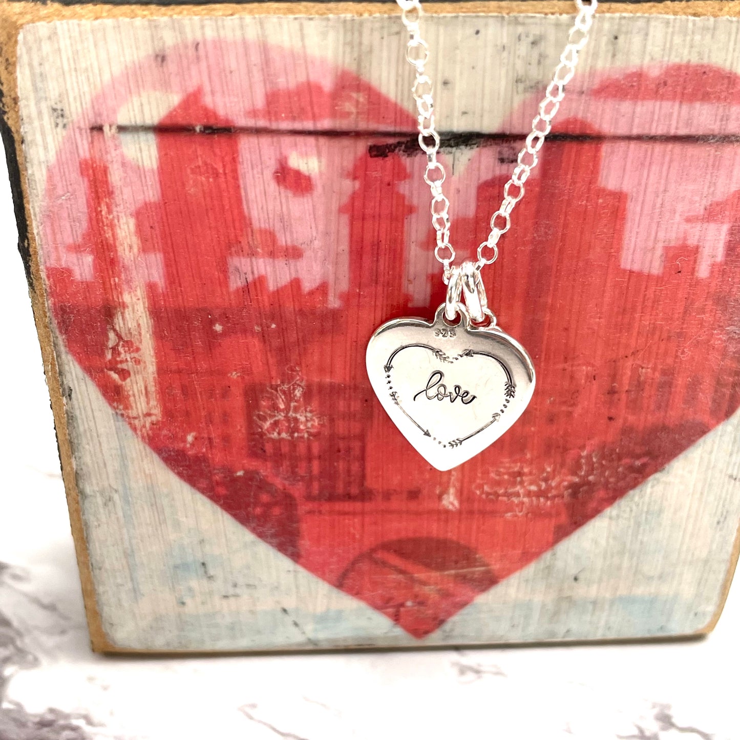 Sterling Silver 'Love' heart Necklace