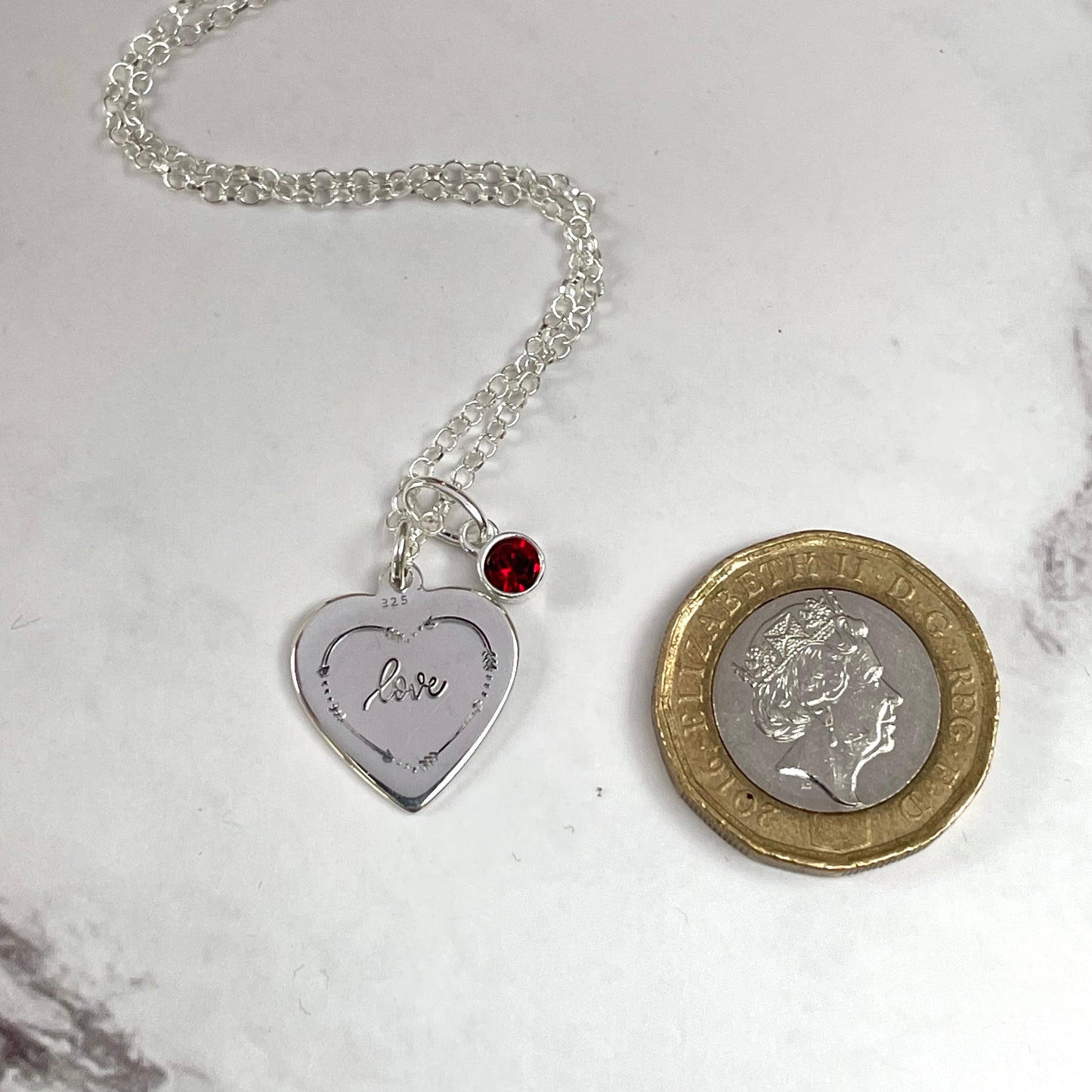 Sterling Silver 'Love' heart Necklace