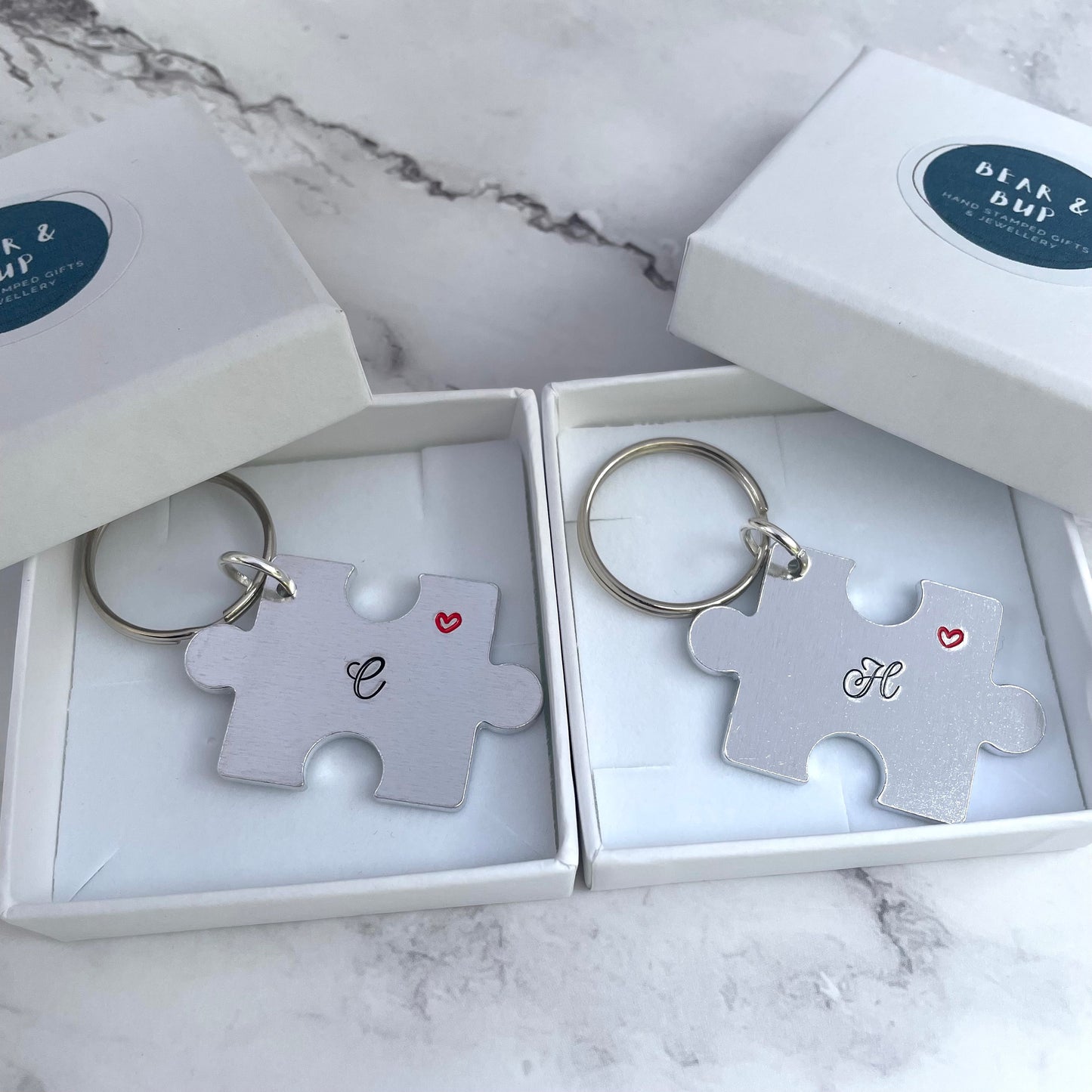 Couples puzzle piece set of keyrings