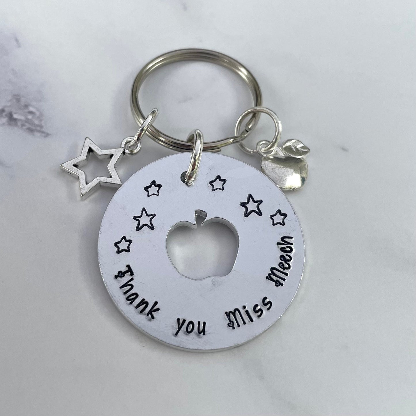 Personalised 'Thank you' teacher keyring,