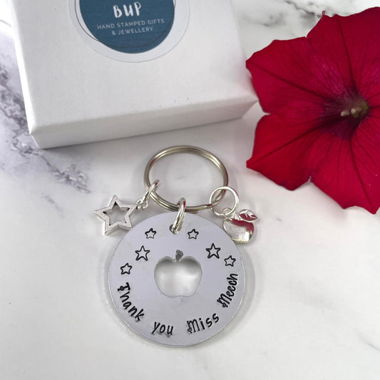 Personalised 'Thank you' teacher keyring,