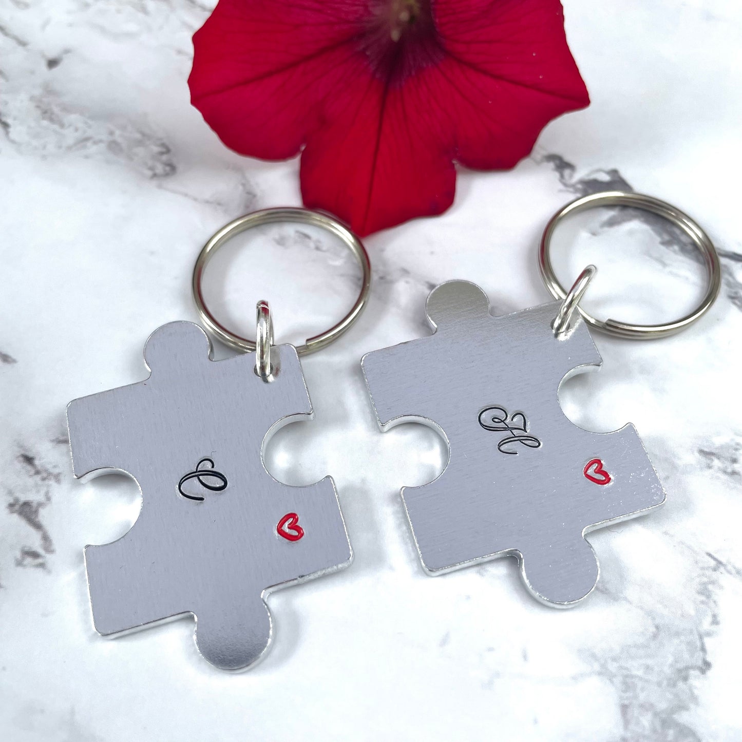 Couples puzzle piece set of keyrings