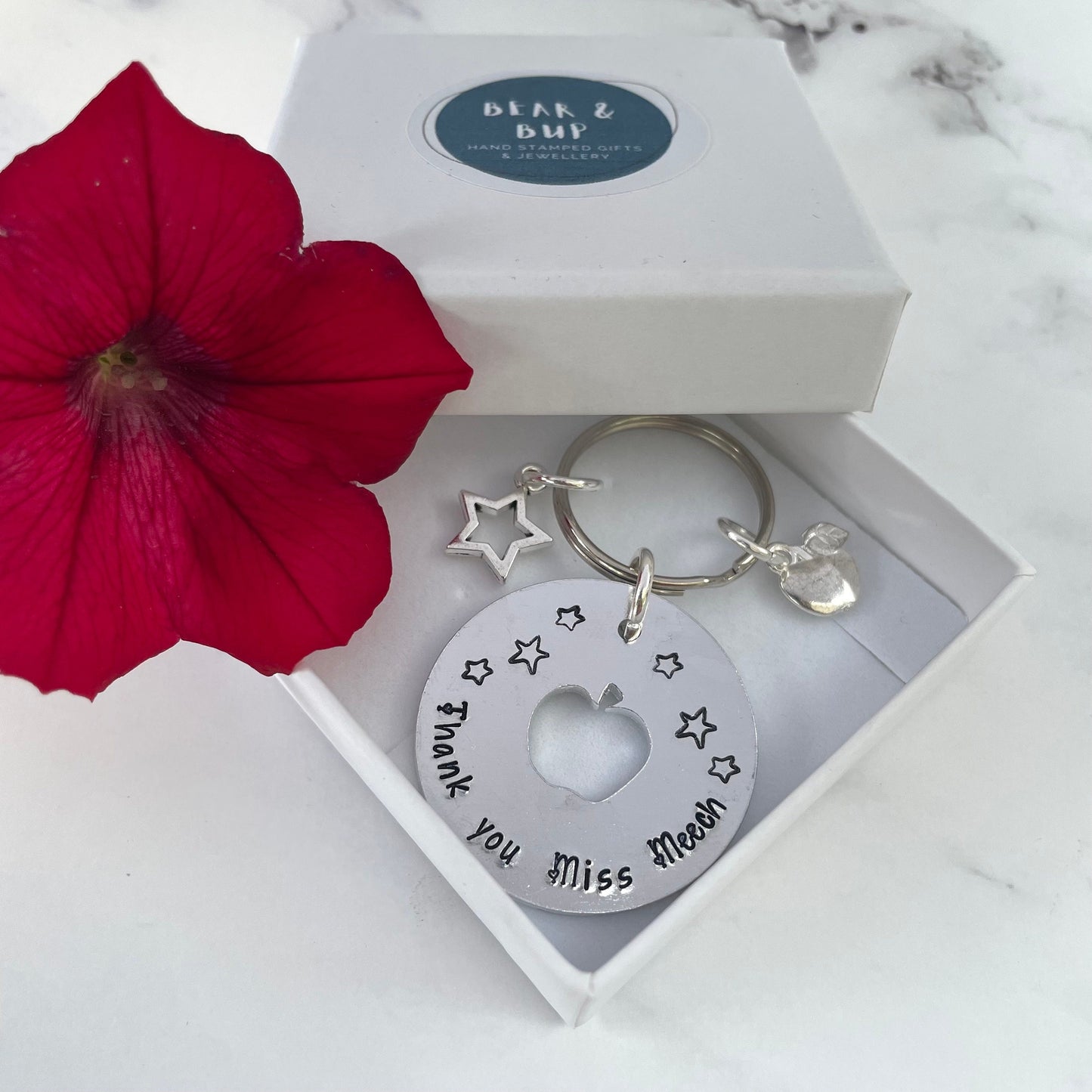 Personalised 'Thank you' teacher keyring,