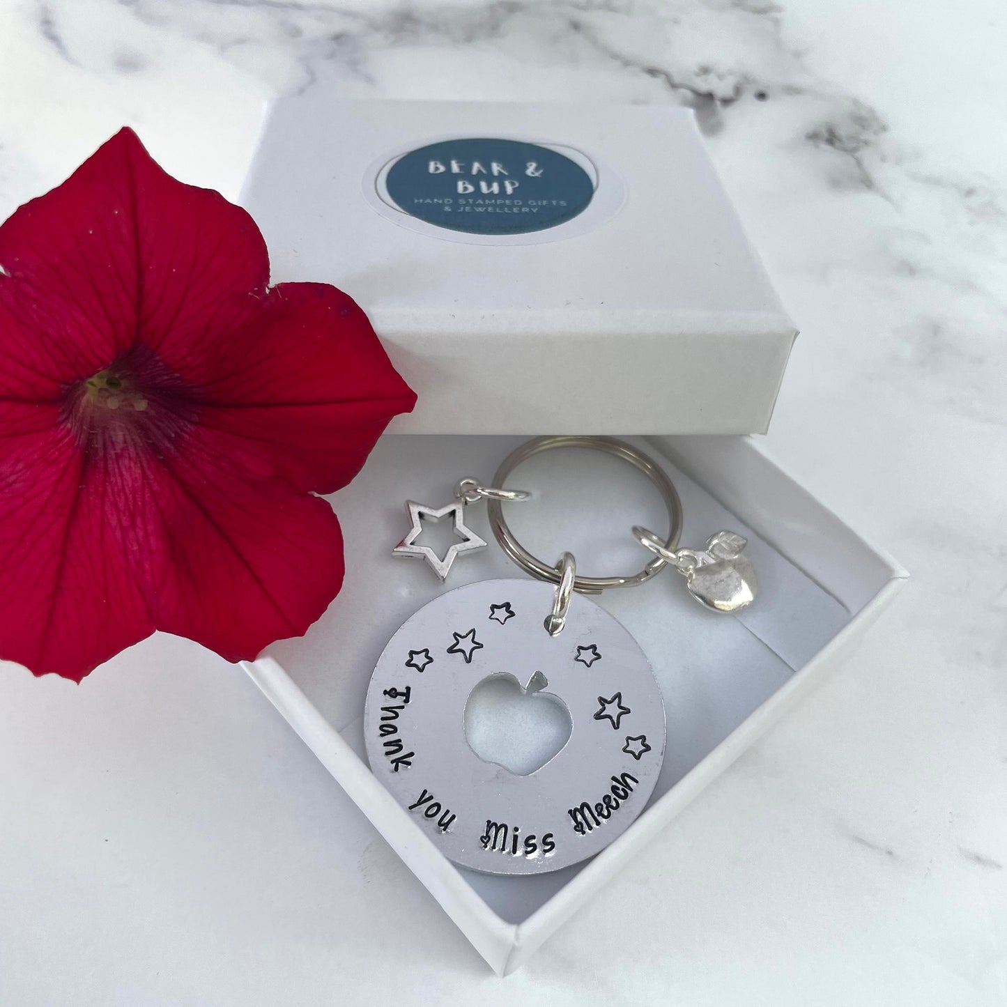 Personalised 'Thank you' teacher keyring,