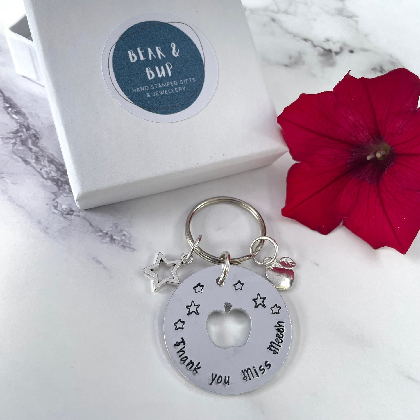 Personalised 'Thank you' teacher keyring,