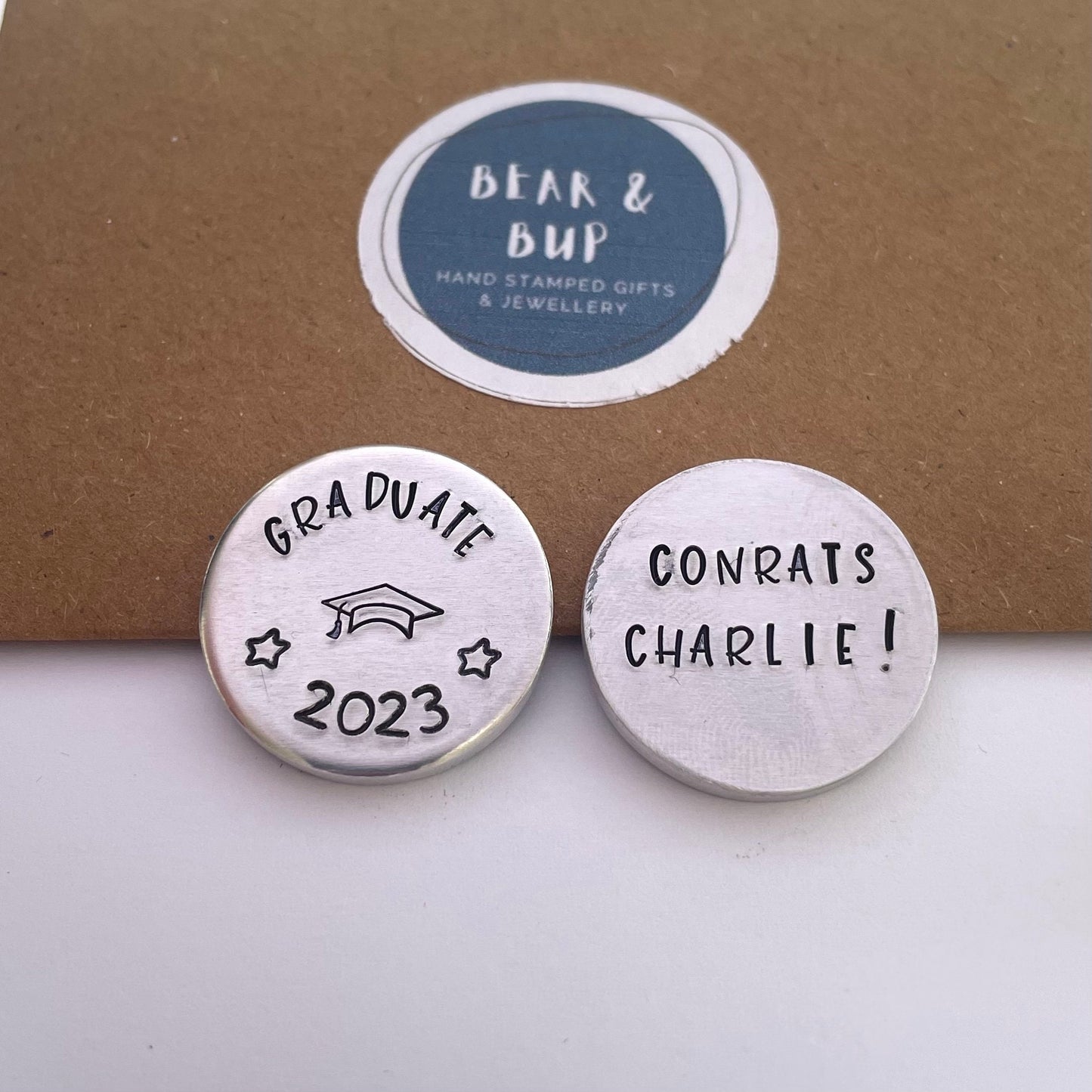 Graduation pocket token, degree graduate 2023, graduate gift, university degree keepsake