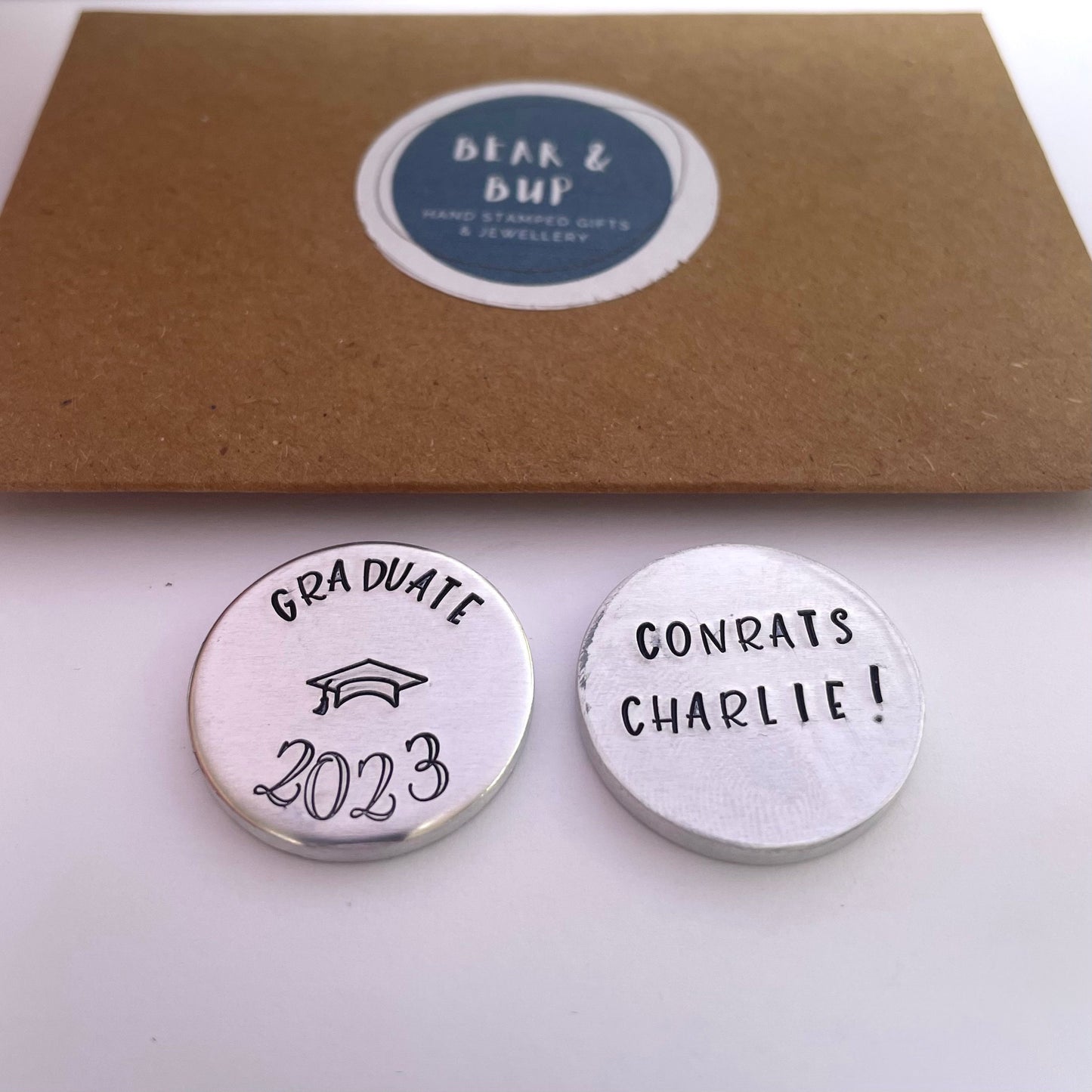 Graduation pocket token, degree graduate 2023, graduate gift, university degree keepsake